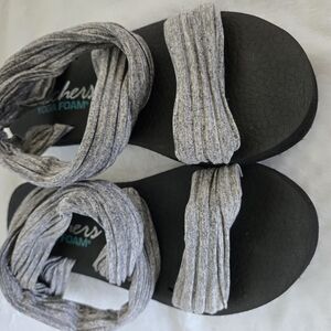 Skechers Black and Gray Yoga Foam Sandals